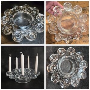 Vtg Nybro Sweden Glass Candle Holder Wreath Shape